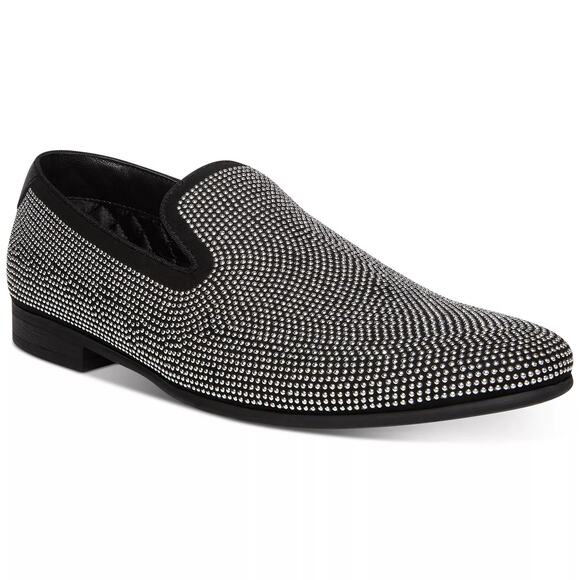 Steve Madden Men Mezmoryz Slip On Loafers Size US 10.5M Black Silver Studded - Picture 1 of 4